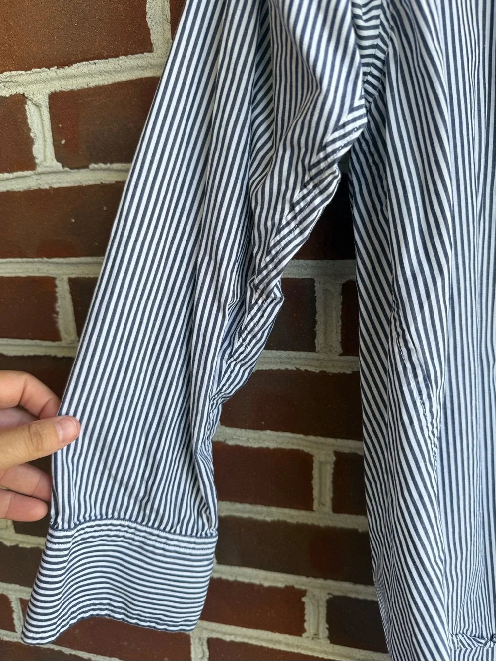 J. Crew Blue and White Vertical Stripe Button-Down Shirt Size 8